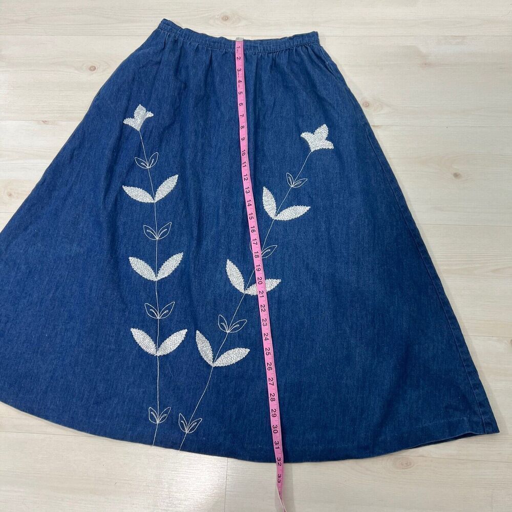 Vtg H Bar C Ranchwear California Prairie Skirt USA Midi Sz 12 Western Embroidery - Picture 7 of 13